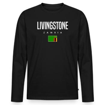Livingstone Zambia - Men's Premium Organic Long Sleeve Shirt - black - Front - Nico (187cm)