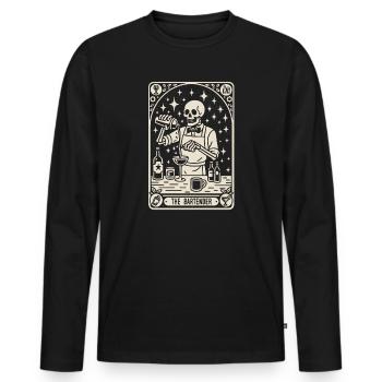 Bartender Barman The Bartender Tarot Cocktail - Men's Premium Organic Long Sleeve Shirt - black - Front - Nico (187cm)