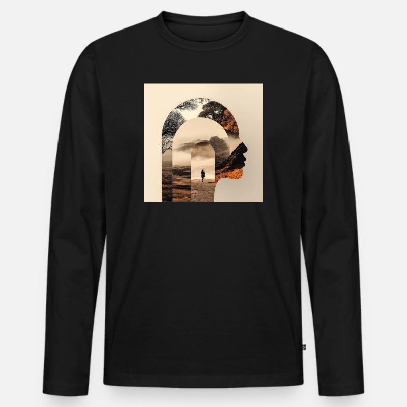 Silhouette Nature Counseling Design - Männer Premium Bio Langarmshirt - Schwarz