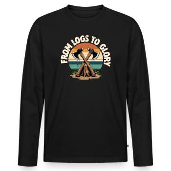 Axtwerfen Holzfäller From Logs to Glory - Männer Premium Bio Langarmshirt - Schwarz - Vorne - Nico (187cm)