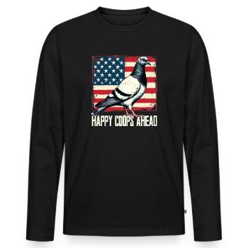 Pigeon fanciers Happy Coops Ahead - Men's Premium Organic Long Sleeve Shirt - black - Front - Nico (187cm)
