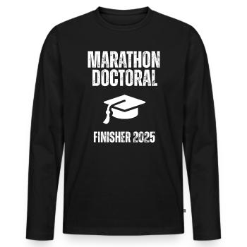 Finisher Doktorandenmarathon 2025 - Männer Premium Bio Langarmshirt - Schwarz - Vorne - Nico (187cm)
