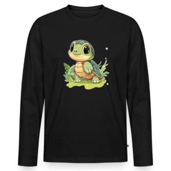 Tortue - T-shirt manches longues Premium bio Homme - noir - Devant - Nico (187cm)