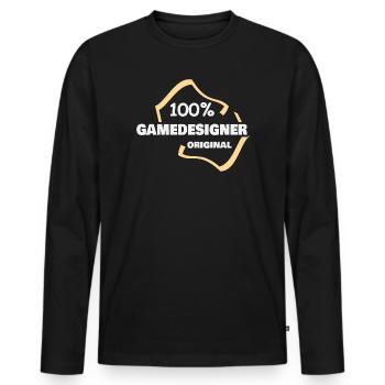 Profession Concepteur de jeux - T-shirt manches longues Premium bio Homme - noir - Devant - Nico (187cm)