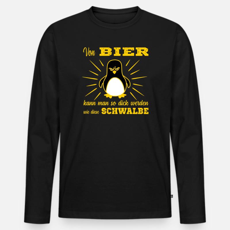 Bier Pinguin - Männer Premium Bio Langarmshirt - Schwarz