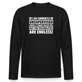 Je suis actuellement sans surveillance Sarcastique Drôle - T-shirt manches longues Premium bio Homme - noir - Devant - Nico (187cm)