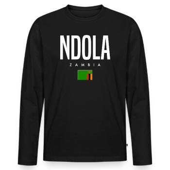 Ndola, Zambia - Men's Premium Organic Long Sleeve Shirt - black - Front - Nico (187cm)