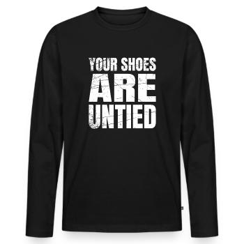 Tes chaussures sont défaites - T-shirt manches longues Premium bio Homme - noir - Devant - Nico (187cm)