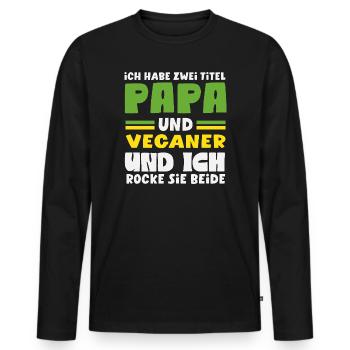 Attention I'm Vegan Funny Vegan Gift - Men's Premium Organic Long Sleeve Shirt - black - Front - Nico (187cm)