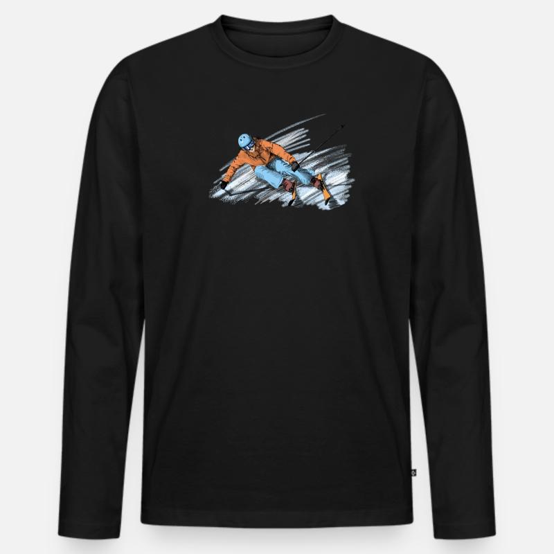 Abfahrt - Männer Premium Bio Langarmshirt - Schwarz