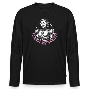 Mechanischer Mensch - Männer Premium Bio Langarmshirt - Schwarz - Vorne - Nico (187cm)