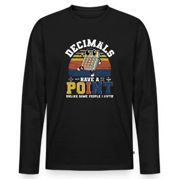 Les décimales des professeurs de mathématiques ont un point - T-shirt manches longues Premium bio Homme - noir - Devant - Nico (187cm)