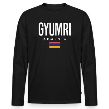 Gyumri Armenia - Men's Premium Organic Long Sleeve Shirt - black - Front - Nico (187cm)