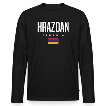 Hrazdan, Armenia - Men's Premium Organic Long Sleeve Shirt - black - Front - Nico (187cm)