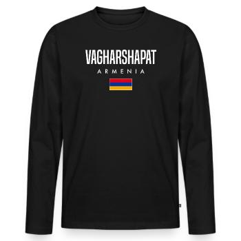 Vagharshapat Armenia - Men's Premium Organic Long Sleeve Shirt - black - Front - Nico (187cm)