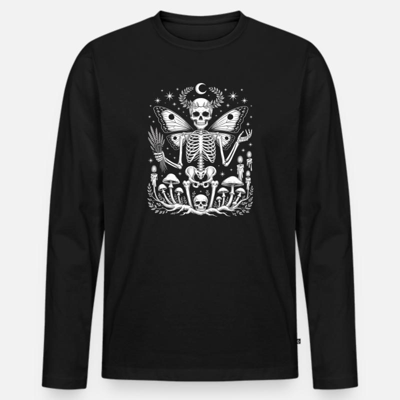 Gothic Skelett Fee mit Mondphasen - Männer Premium Bio Langarmshirt - Schwarz