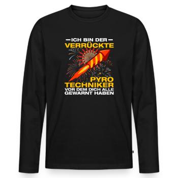 Verrückte Pyrotechniker Böllern Feuerwerk - Männer Premium Bio Langarmshirt - Schwarz - Vorne - Nico (187cm)