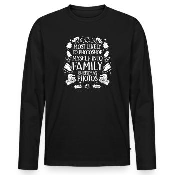 Motif photo de famille festive - T-shirt manches longues Premium bio Homme - noir - Devant - Nico (187cm)