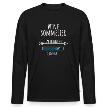 Wine Sommelier Gift Profession Training - Men's Premium Organic Long Sleeve Shirt - black - Front - Nico (187cm)