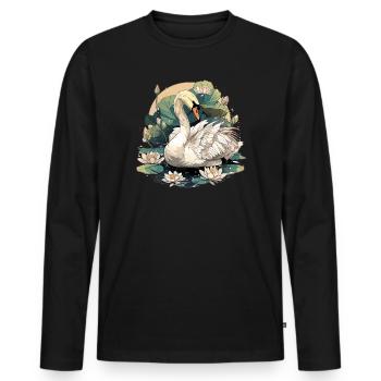 Schwäne Schwan - Männer Premium Bio Langarmshirt - Schwarz - Vorne - Nico (187cm)