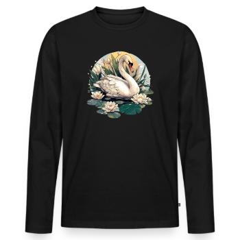 Schwäne Schwan - Männer Premium Bio Langarmshirt - Schwarz - Vorne - Nico (187cm)
