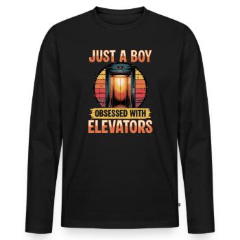 Lift peuter & kinderen - Mannen Premium Bio shirt met lange mouwen - zwart - Voor - Nico (187cm)