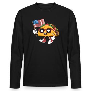 Jour de l’indépendance patriotique Kawaii Taco 4 - T-shirt manches longues Premium bio Homme - noir - Devant - Nico (187cm)