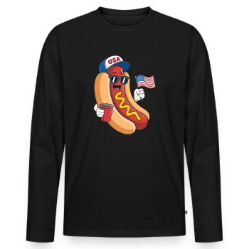 Hotdog Sandwich Lover Independence Day 4th of - Männer Premium Bio Langarmshirt - Schwarz - Vorne - Nico (187cm)