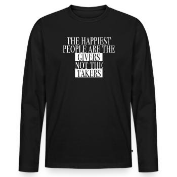 Mindset motivational shirt - give and take - Men's Premium Organic Long Sleeve Shirt - black - Front - Nico (187cm)