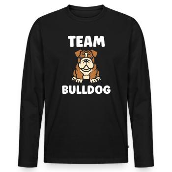 Design Chien Bouledogue Équipe Amusante - T-shirt manches longues Premium bio Homme - noir - Devant - Nico (187cm)