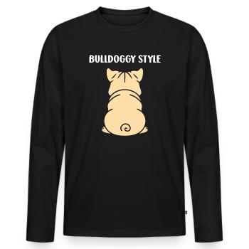 Design de Bouledogue Stylisé bulldog - T-shirt manches longues Premium bio Homme - noir - Devant - Nico (187cm)