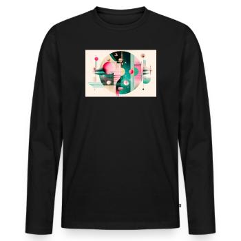 Abstrakte Komposition mit Farbflug - Männer Premium Bio Langarmshirt - Schwarz - Vorne - Nico (187cm)