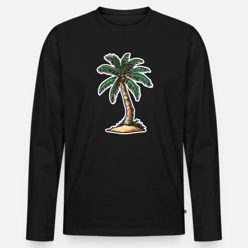 Palme - Männer Premium Bio Langarmshirt - Schwarz
