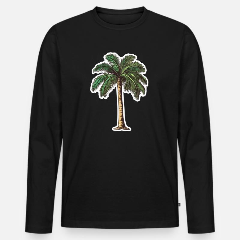 Palme - Männer Premium Bio Langarmshirt - Schwarz