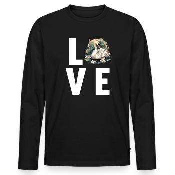 Schwäne Schwan - Männer Premium Bio Langarmshirt - Schwarz - Vorne - Nico (187cm)