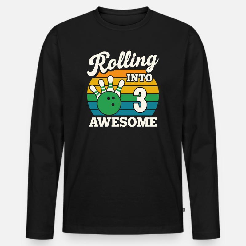 Rolling Into 3 Birthday Design - Männer Premium Bio Langarmshirt - Schwarz