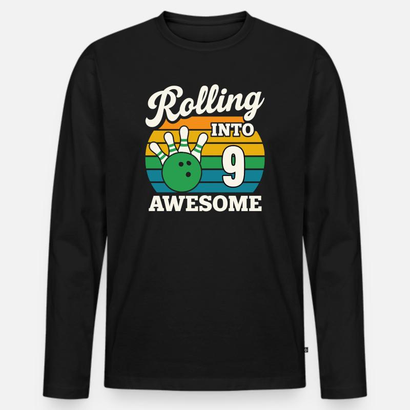 Rolling Into 9 Awesome Bowling Design - Männer Premium Bio Langarmshirt - Schwarz