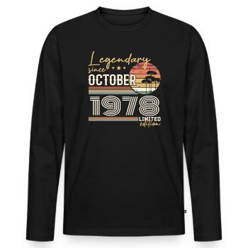 Cadeau Octobre 1978 - Génial Depuis Octobre 1978 - T-shirt manches longues Premium bio Homme - noir - Devant - Nico (187cm)