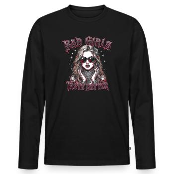 Les mauvaises filles ont meilleur goût que les filles tatouées B - T-shirt manches longues Premium bio Homme - noir - Devant - Nico (187cm)