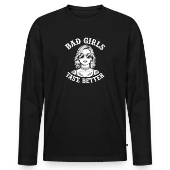 Les mauvaises filles ont meilleur goût que les filles tatouées B - T-shirt manches longues Premium bio Homme - noir - Devant - Nico (187cm)