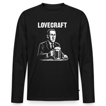 Lovecraft inspirierte Retro-Bierillustration - Männer Premium Bio Langarmshirt - Schwarz - Vorne - Nico (187cm)