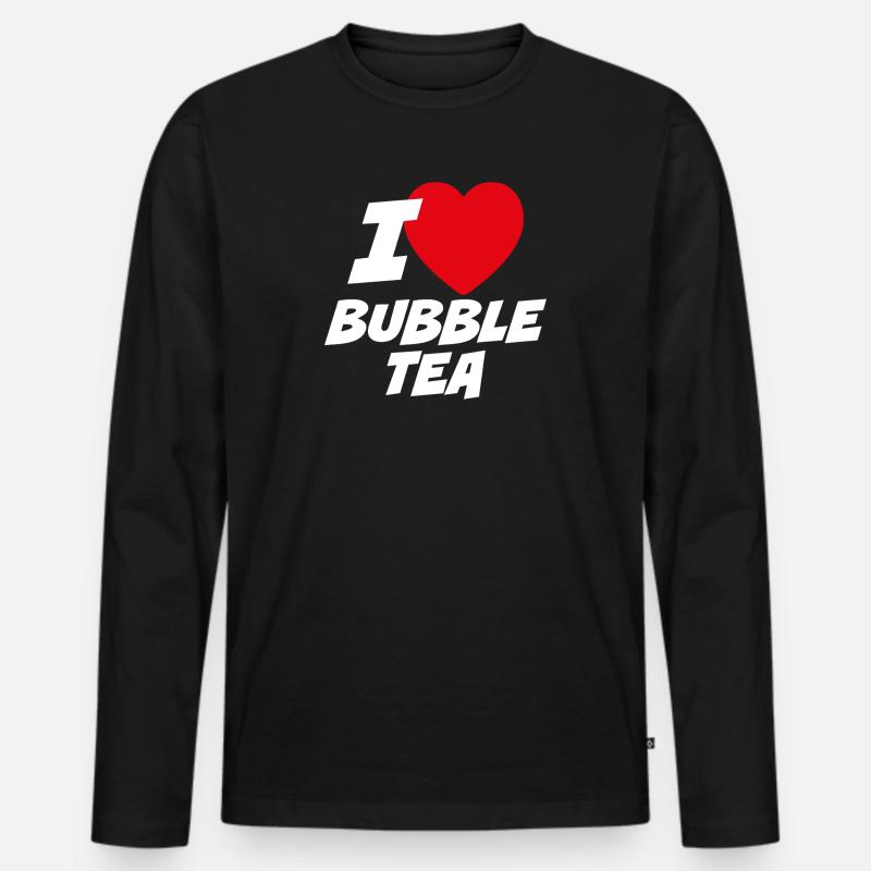 Ich liebe Bubble Tea - Männer Premium Bio Langarmshirt - Schwarz