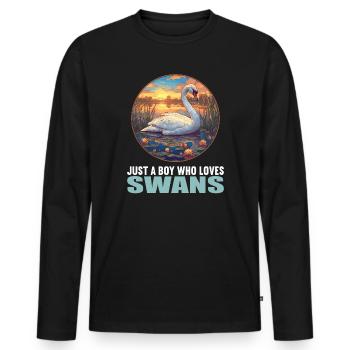 Schwäne Schwan - Männer Premium Bio Langarmshirt - Schwarz - Vorne - Nico (187cm)