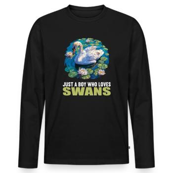 Schwäne Schwan - Männer Premium Bio Langarmshirt - Schwarz - Vorne - Nico (187cm)