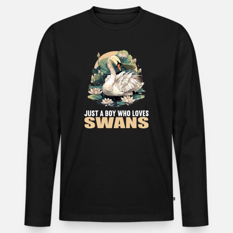 Schwäne Schwan - Männer Premium Bio Langarmshirt - Schwarz