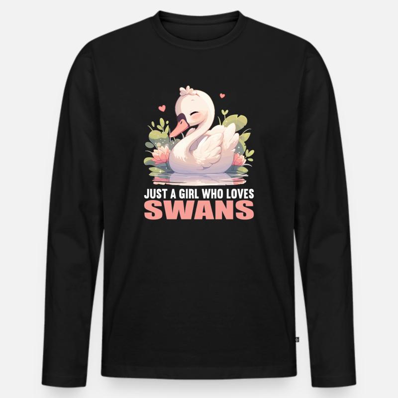 Schwäne Schwan - Männer Premium Bio Langarmshirt - Schwarz