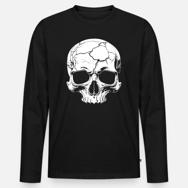 Abstrakter Schädel mit Rissen - Männer Premium Bio Langarmshirt - Schwarz