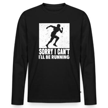 Marathonien Désolé, je ne peux pas, je vais courir - T-shirt manches longues Premium bio Homme - noir - Devant - Nico (187cm)