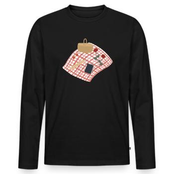Rustic Picnic Scene Illustration - Men's Premium Organic Long Sleeve Shirt - black - Front - Nico (187cm)