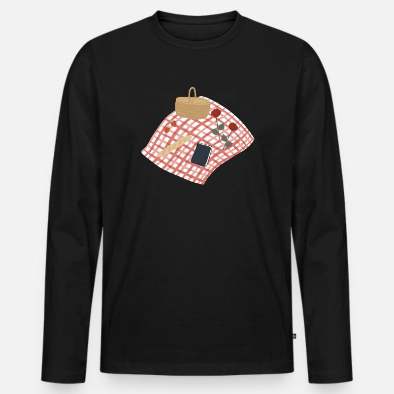 Rustikale Picknickszene Illustration - Männer Premium Bio Langarmshirt - Schwarz